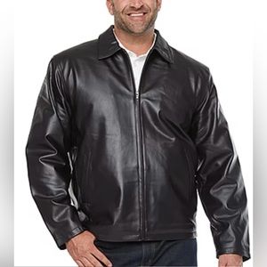 Vintage Leather Jacket Mens Big Tall Midweight, Black, 3XLT